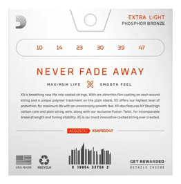 Cuerdas para guitarra acustica de bronce Daddario Xsapb1047 10-47